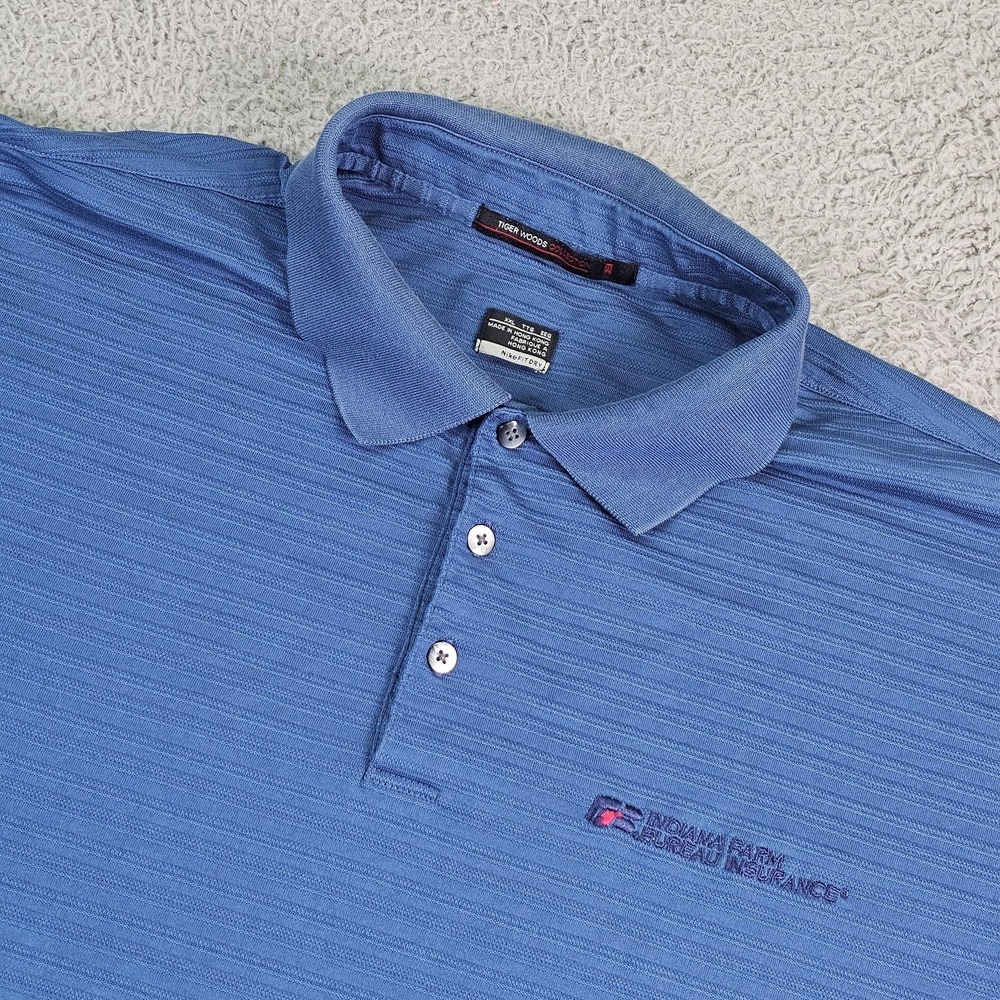 Nike Tiger Woods Polo Shirt Mens 2XL Blue Golf Indiana Farm Bureau 267018-442